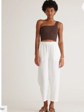 Quince 100% European Linen Pant White Sz L NWT